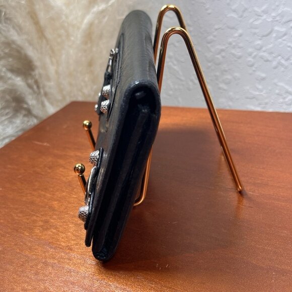 Balenciaga Black, Silver Studded Long Bi-fold Wallet - Picture 3 of 10